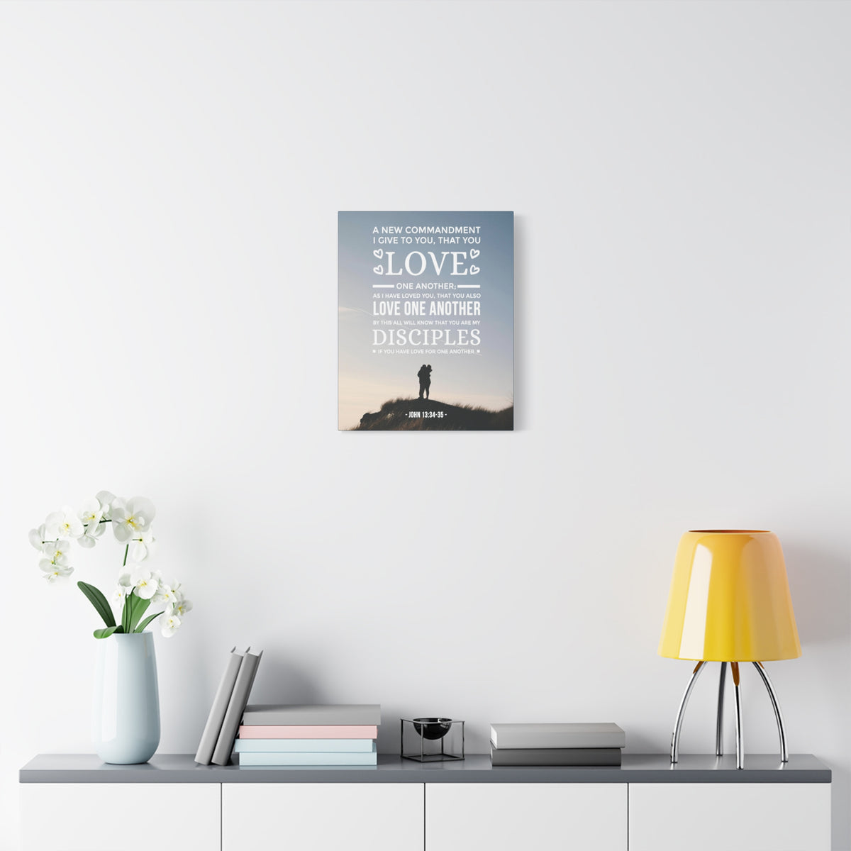 Scripture Canvas Love One Another John 13:34-35 Christian Wall Art Bible Verse Print Ready to Hang