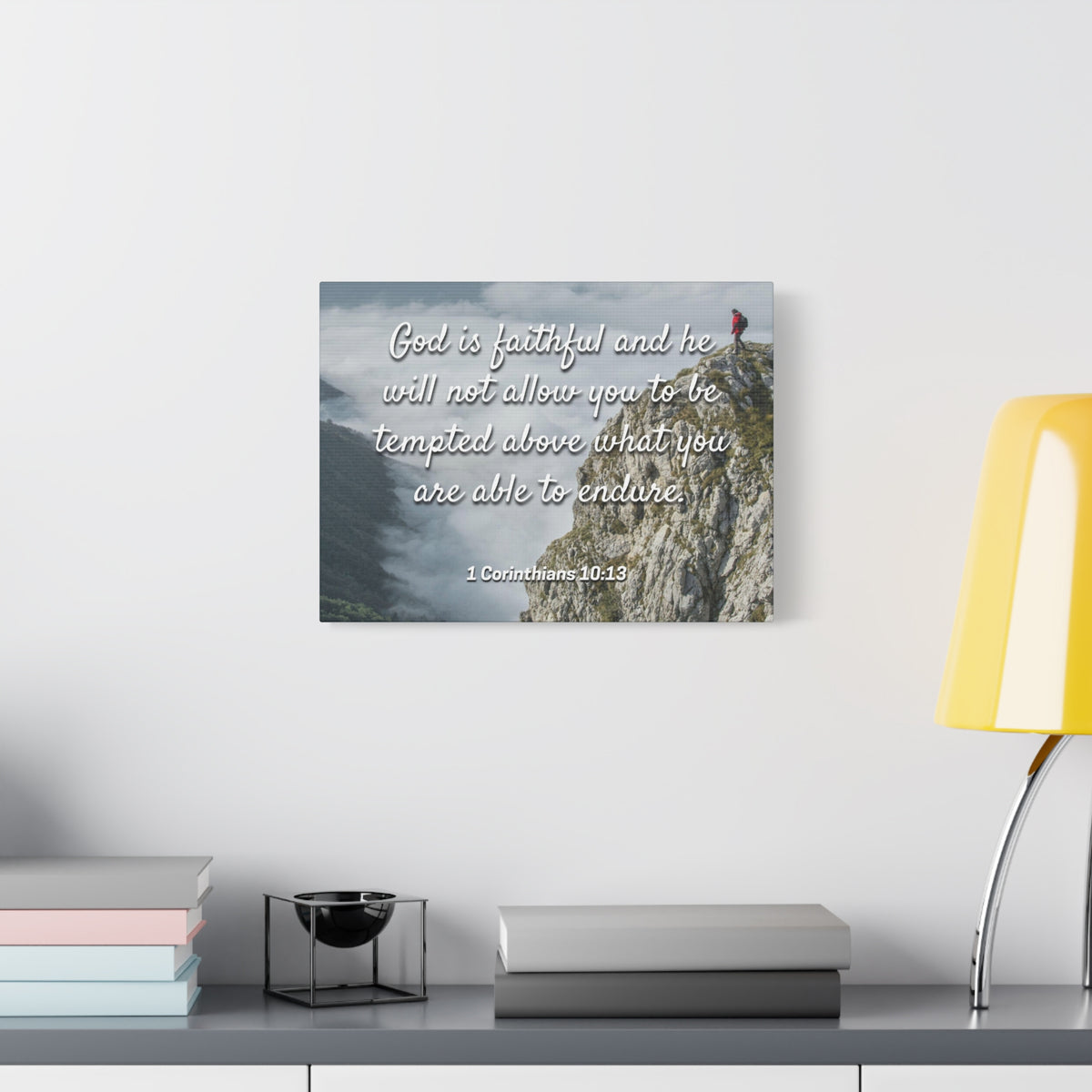 Scripture Canvas God Is Faithful 1 Corinthians 10:13 Christian Wall Art Bible Verse Print Ready to Hang