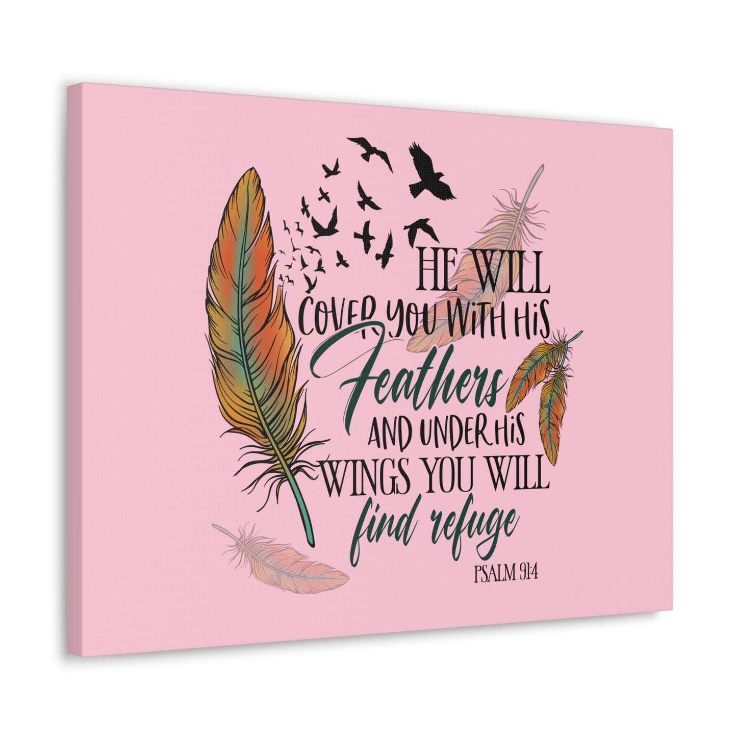 Under His Wings Psalm 19:4 Christian Wall Art Bible Verse Print Ready to Hang