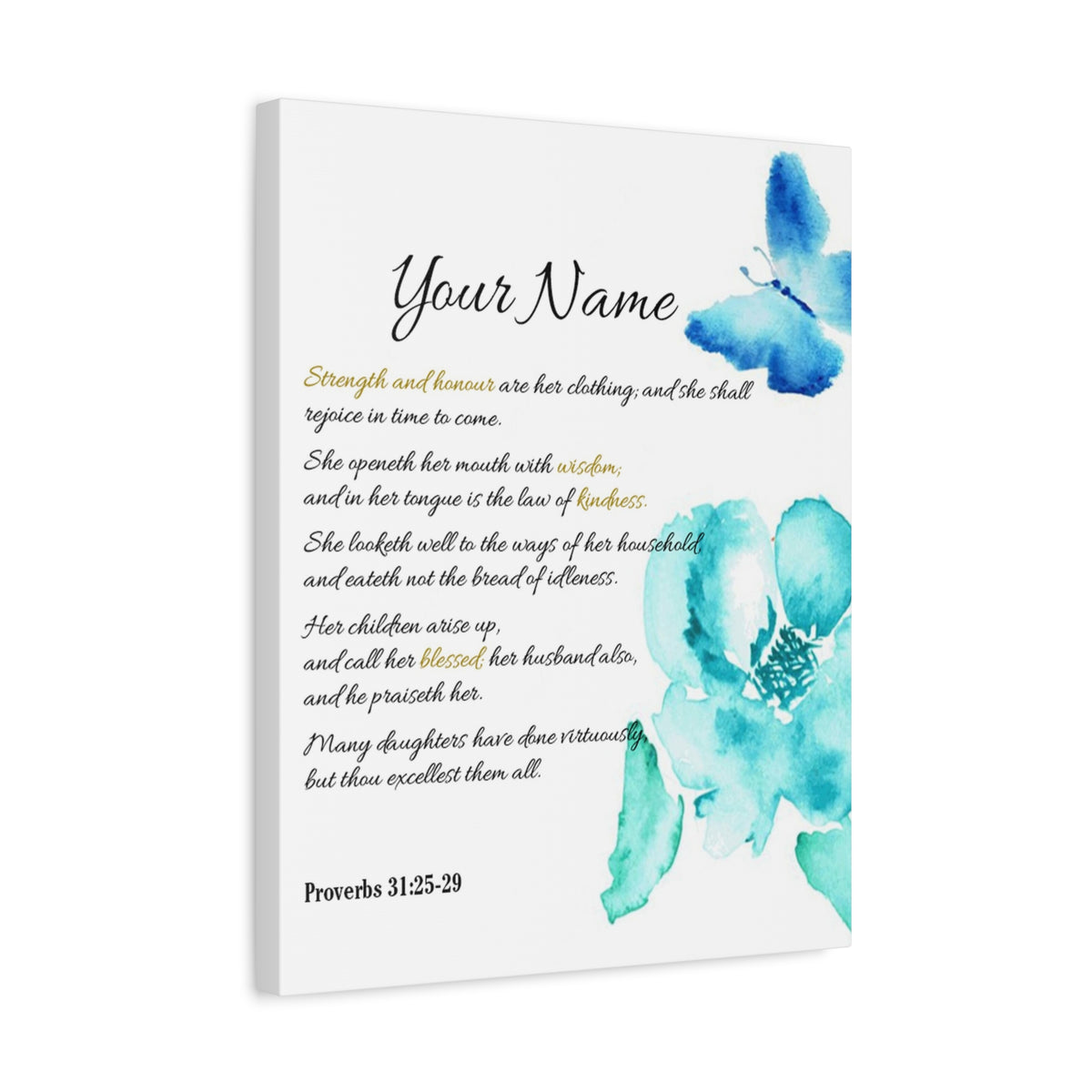 Scripture Walls Personalized She is Strong Proverbs 31:25-29 Bible Chapter Canvas Christian Wall Art Ready to Hang
