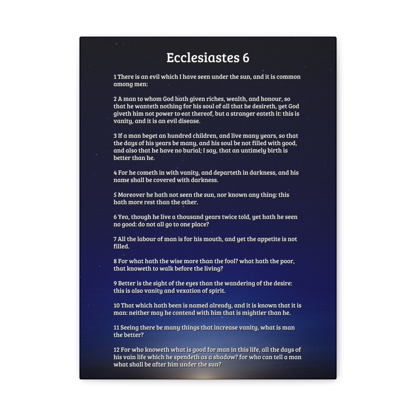 Vanity Of Riches Ecclesiastes 6 Bible Verse Canvas Christian Wall Art Ready to Hang