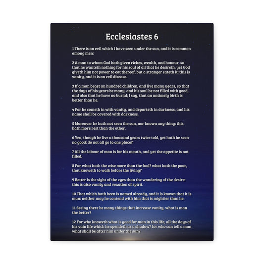 Vanity Of Riches Ecclesiastes 6 Bible Verse Canvas Christian Wall Art Ready to Hang