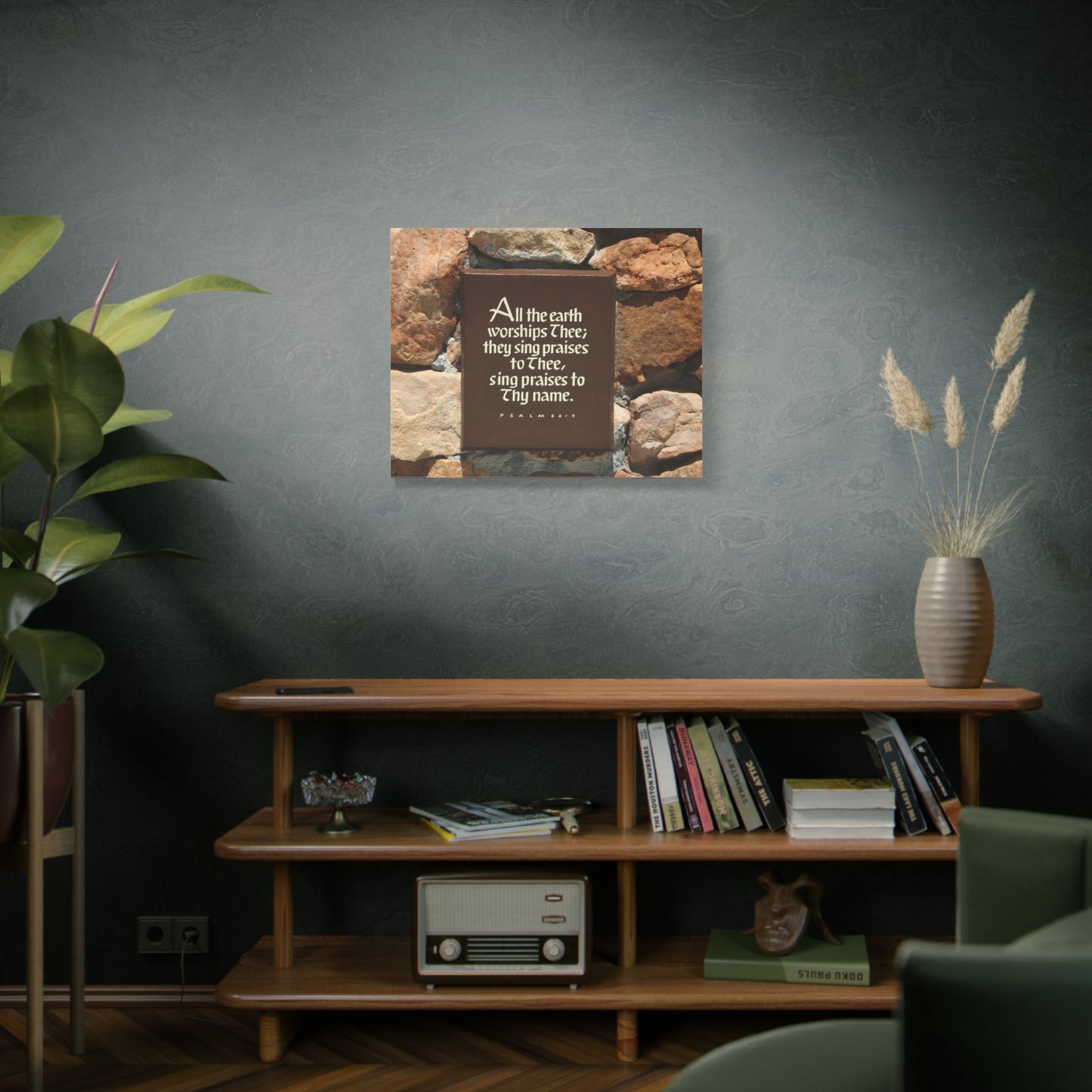 Scripture Walls Worships Thee Psalm 66:4 Bible Verse Canvas Christian Wall Art Ready to Hang