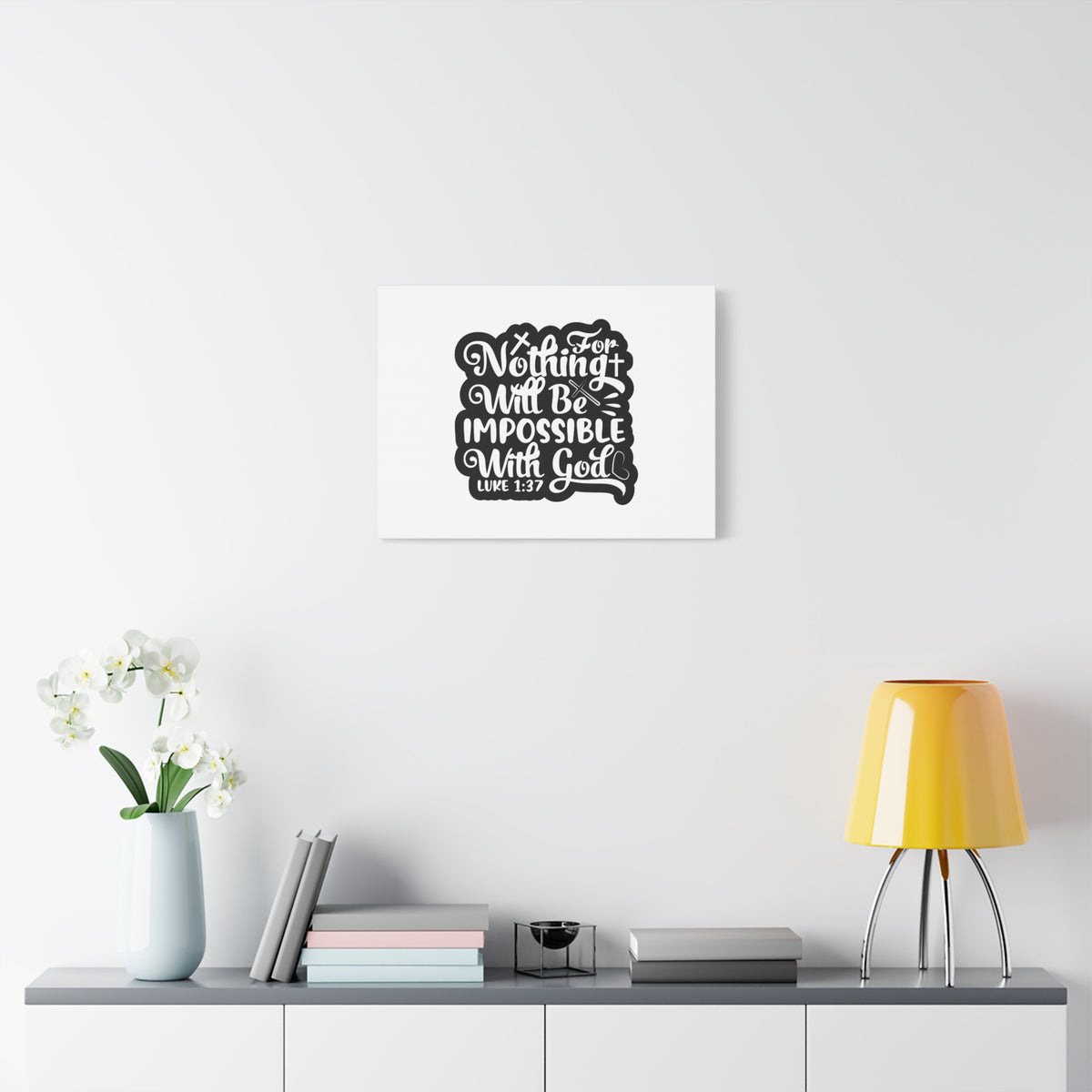 Scripture Canvas With God Luke 1:37 Christian Wall Art Bible Verse Print Ready to Hang