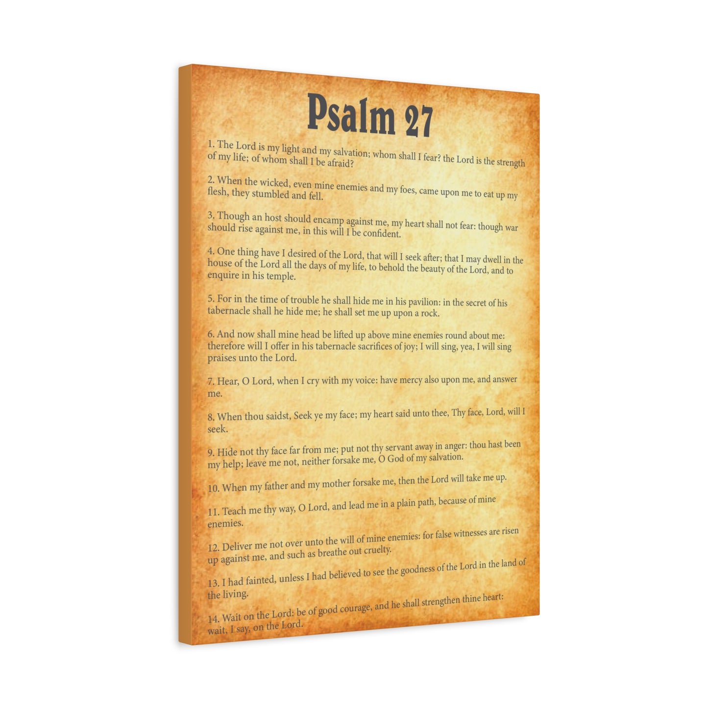 Scripture Walls Psalm 27 Gold Bible Chapter Canvas Christian Wall Art Ready to Hang