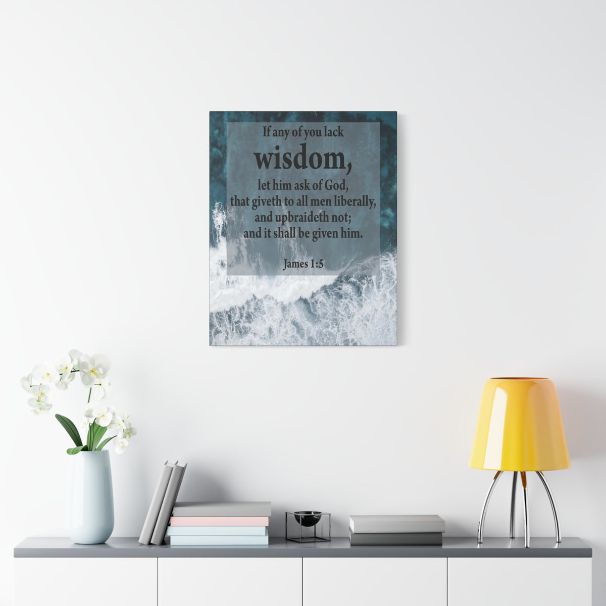 Scripture Canvas Lack Wisdom James 1:5 Christian Wall Art Bible Verse Print Ready to Hang
