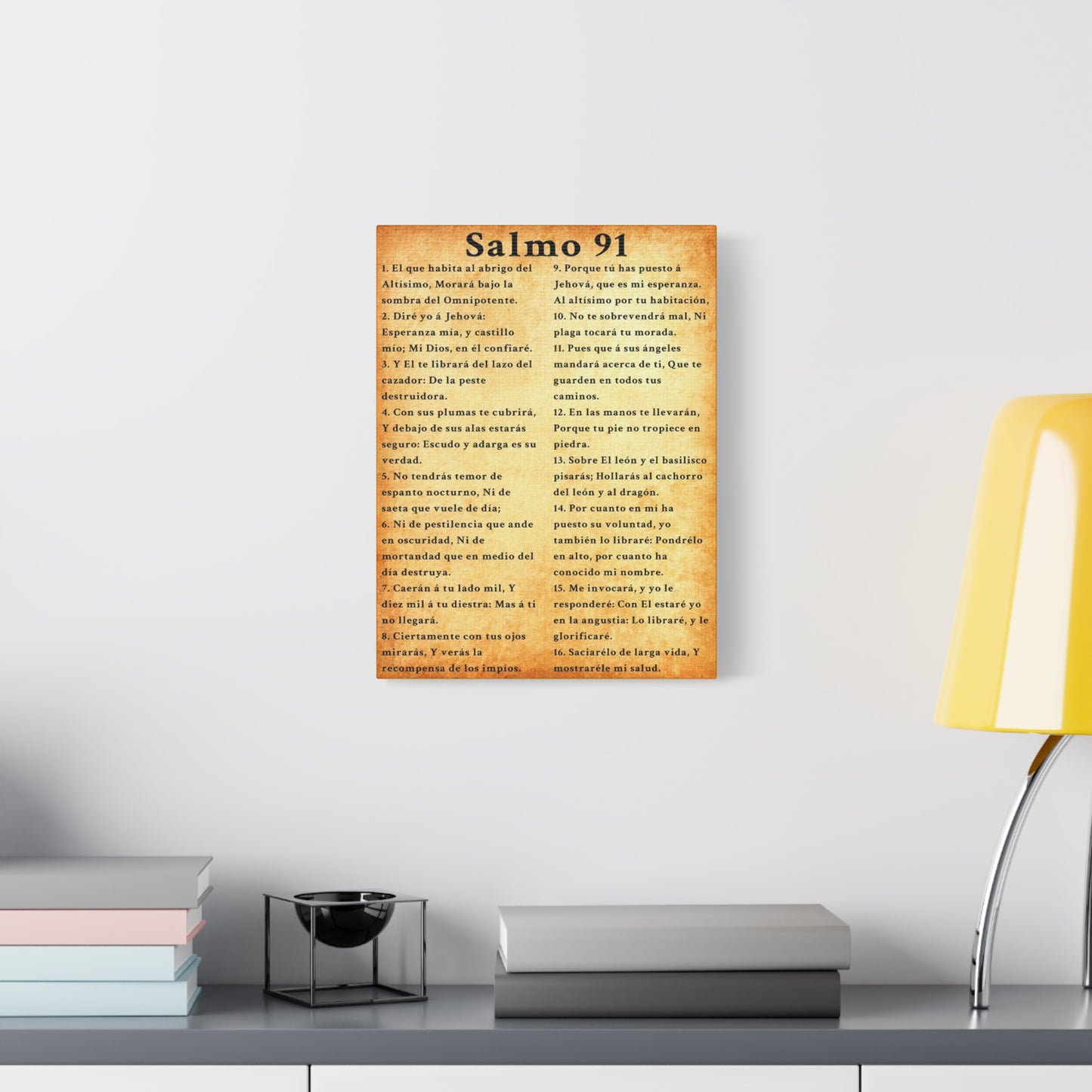 Scripture Walls Salmo 91 Psalm 91 Spanish Gold Bible Verse Canvas Christian Wall Art Ready to Hang Unframed