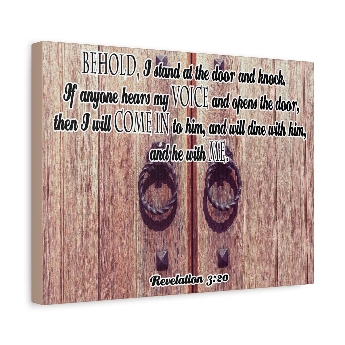 Scripture Canvas I Will Come In Revelation 3:20 Christian Wall Art Bible Verse Print Ready to Hang