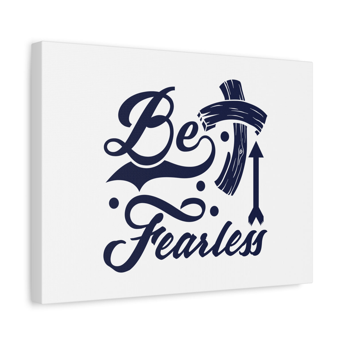 Scripture Canvas Be Fearless 2 Timothy 1:7 Blue Cross Christian Wall Art Bible Verse Print Ready to Hang