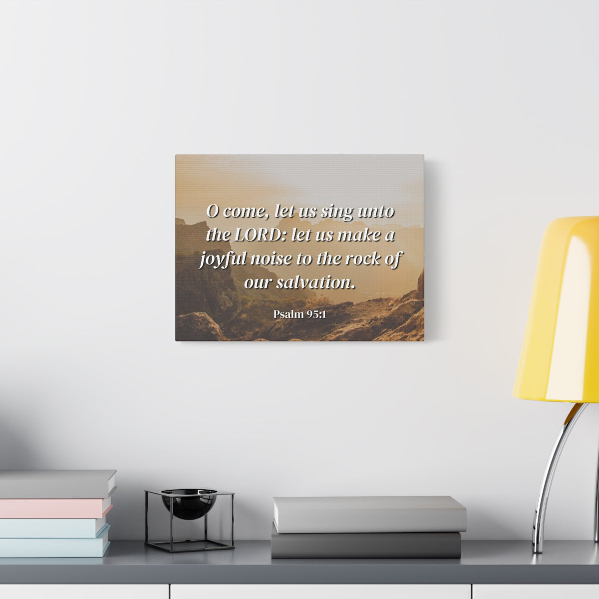Scripture Canvas Our Salvation Psalm 95:1 Christian Wall Art Bible Verse Print Ready to Hang
