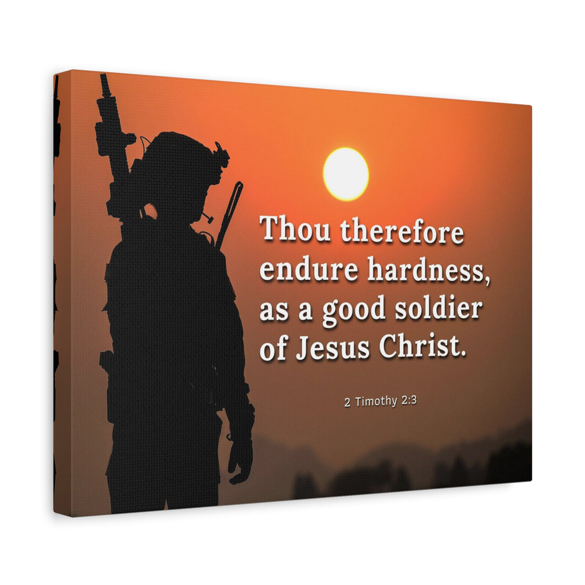 Scripture Canvas Endure Hardness 2 Timothy 2:3 Christian Wall Art Bible Verse Print Ready to Hang