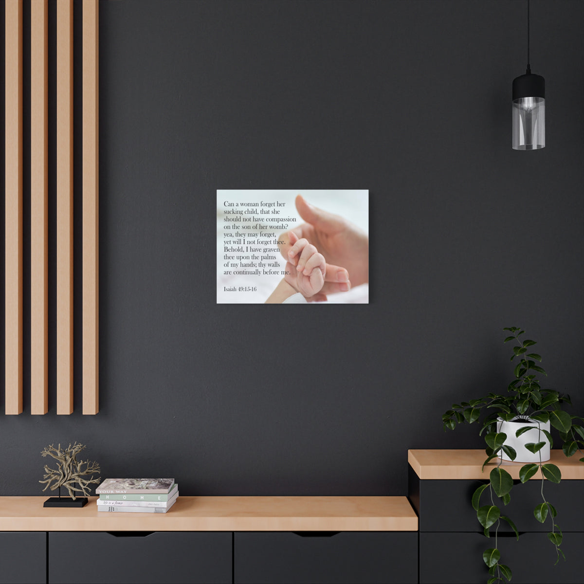 Scripture Canvas Never Forgotten Isaiah 49:15-16 Christian Wall Art Bible Verse Print Ready to Hang