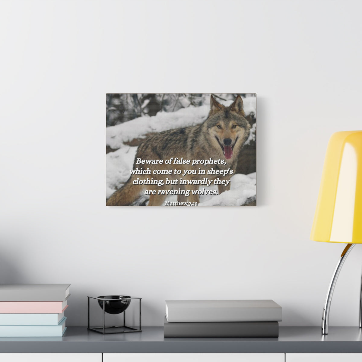 Scripture Canvas False Prophets Matthew 7:15 Christian Wall Art Bible Verse Print Ready to Hang