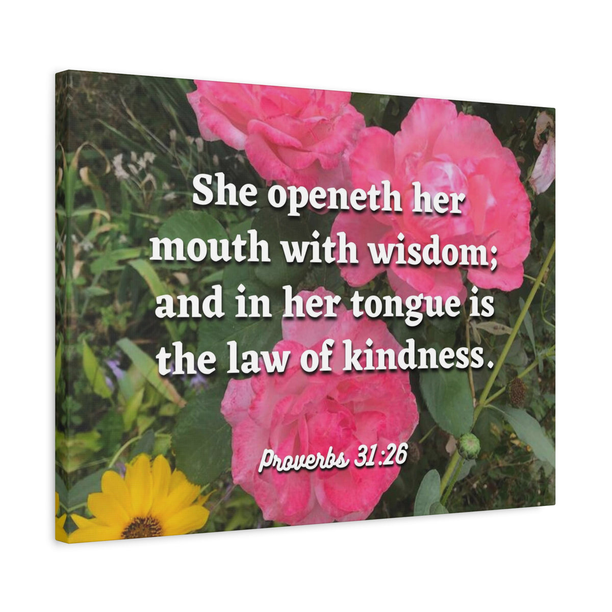 Scripture Canvas Her Mouth With Wisdom Proverbs 31:26 Christian Wall Art Bible Verse Print Ready to Hang