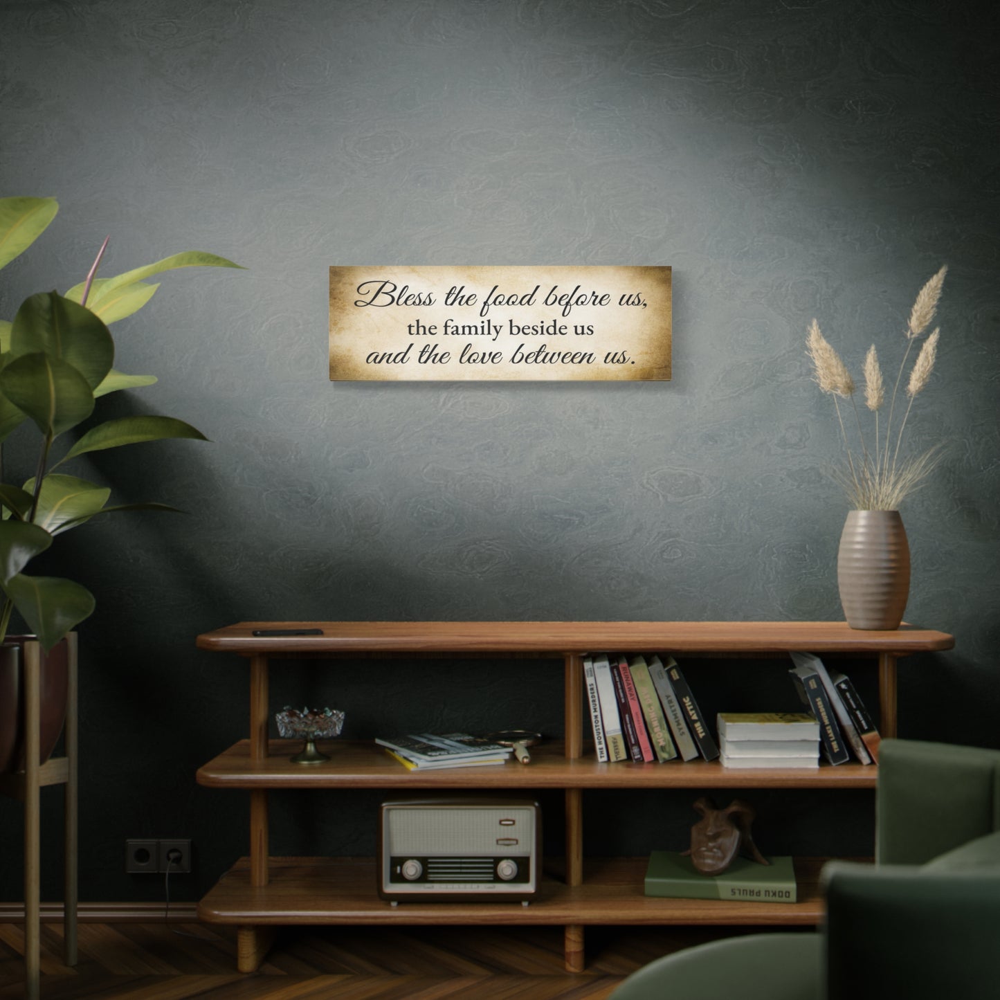 Scripture Walls Bless The Food Gold Bible Verse Canvas Christian Wall Art Ready to Hang Unframed