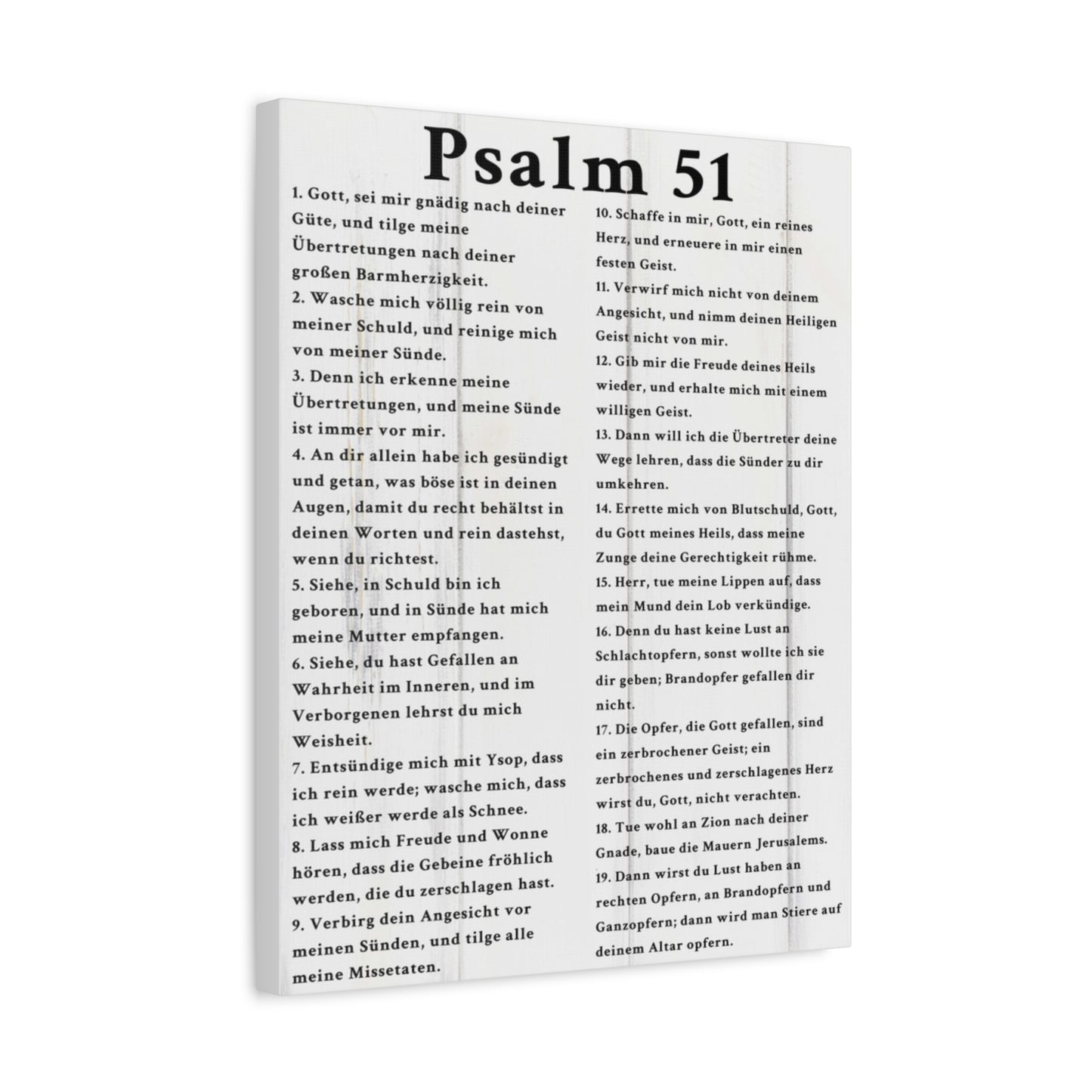 Scripture Walls Psalm 51 German White Bible Verse Canvas Christian Wall Art Ready to Hang Unframed