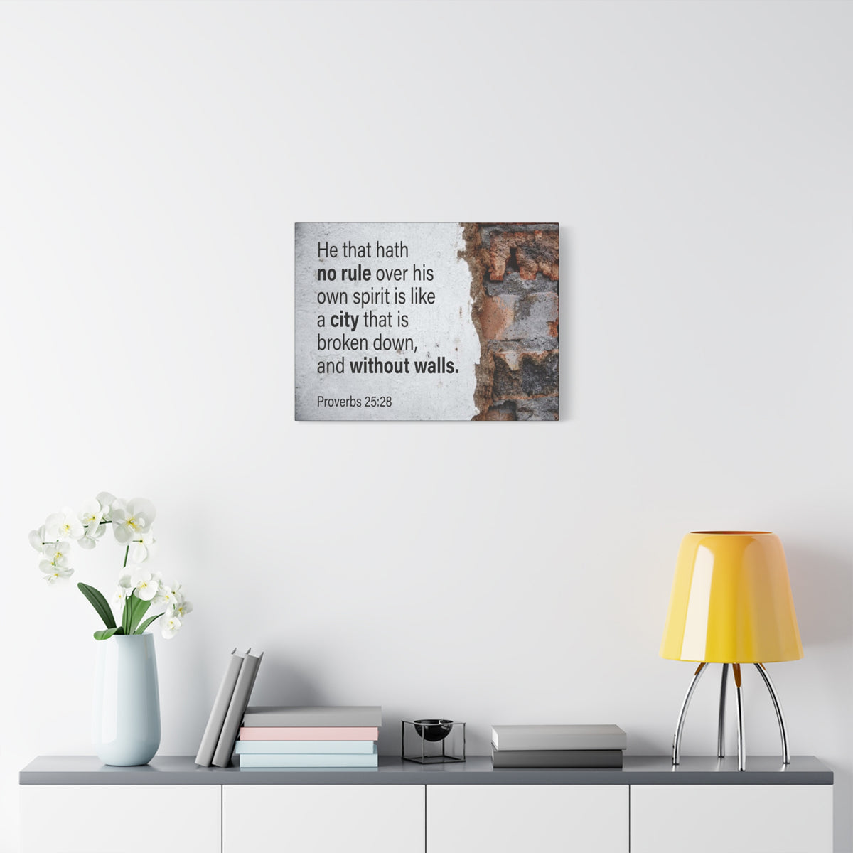 Scripture Canvas No Rule Without Walls Proverbs 25:28 Christian Wall Art Bible Verse Print Ready to Hang