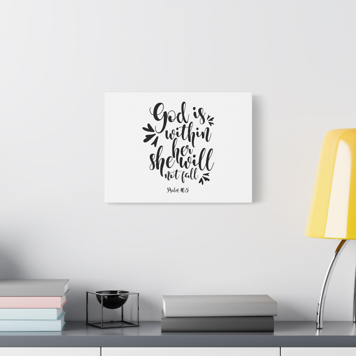 Scripture Canvas Within Her Psalm 46:5 Christian Wall Art Bible Verse Print Ready to Hang