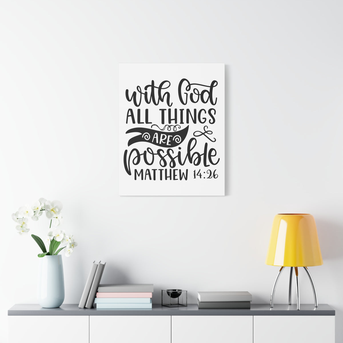 Scripture Canvas Things Are Possible Matthew 14:26 Christian Wall Art Bible Verse Print Ready to Hang