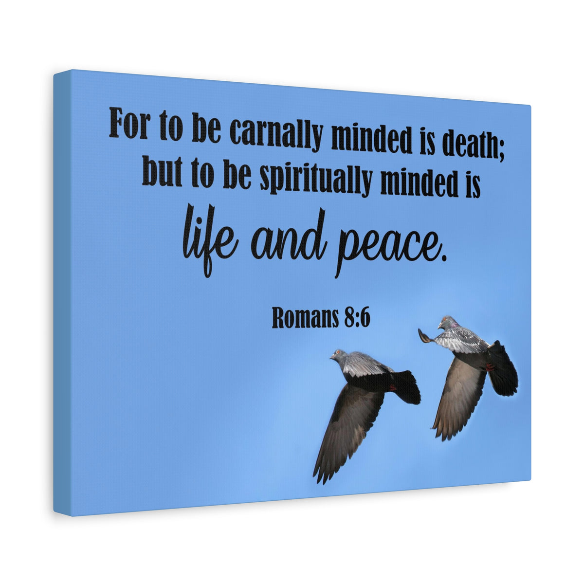 Scripture Canvas Spiritually Minded Romans 8:6 Christian Wall Art Bible Verse Print Ready to Hang