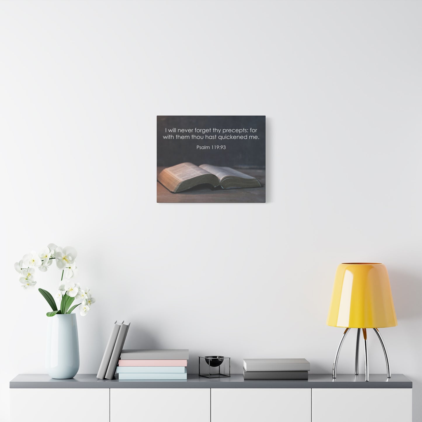 Bible Verse Canvas Never Forget Thy Precepts Psalm 119:93 Christian Home Décor Wall Art Scripture Ready to Hang Faith Print