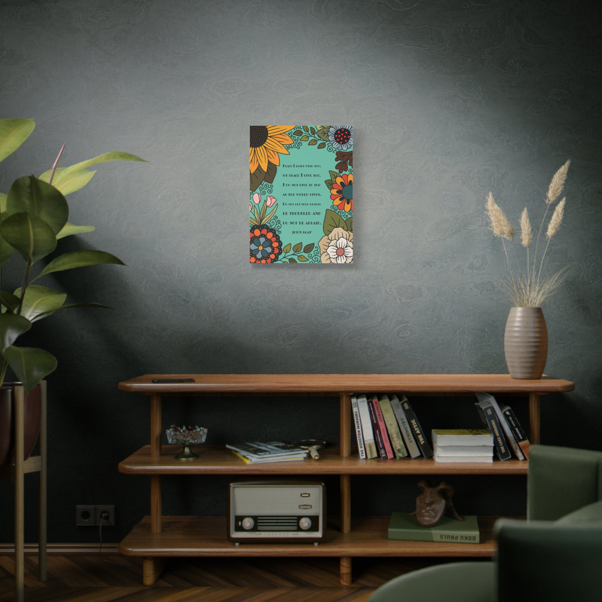 Scripture Canvas Peace I Live With You John 14:27 Christian Wall Art Bible Verse Print Ready to Hang