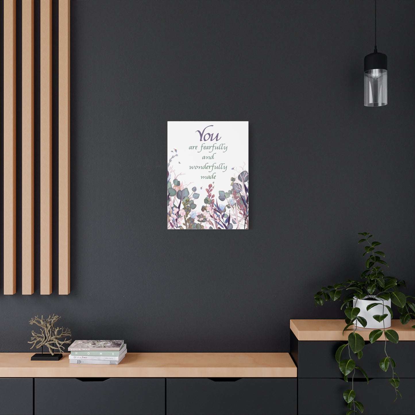 Scripture Canvas Wonderfully Made Psalm 139:14 Christian Wall Art Bible Verse Print Ready to Hang