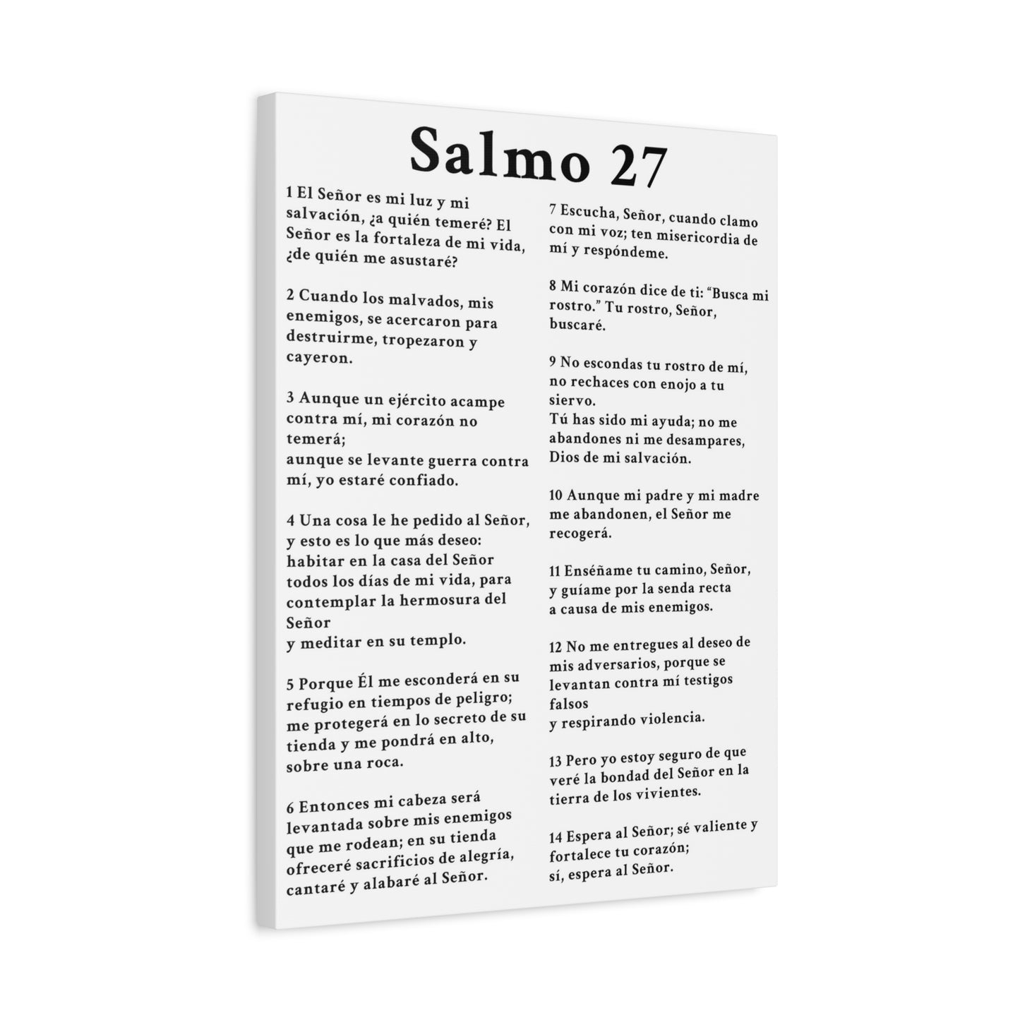 Scripture Walls Salmo 27 Chapter White Bible Canvas Christian Wall Art Ready to Hang Unframed