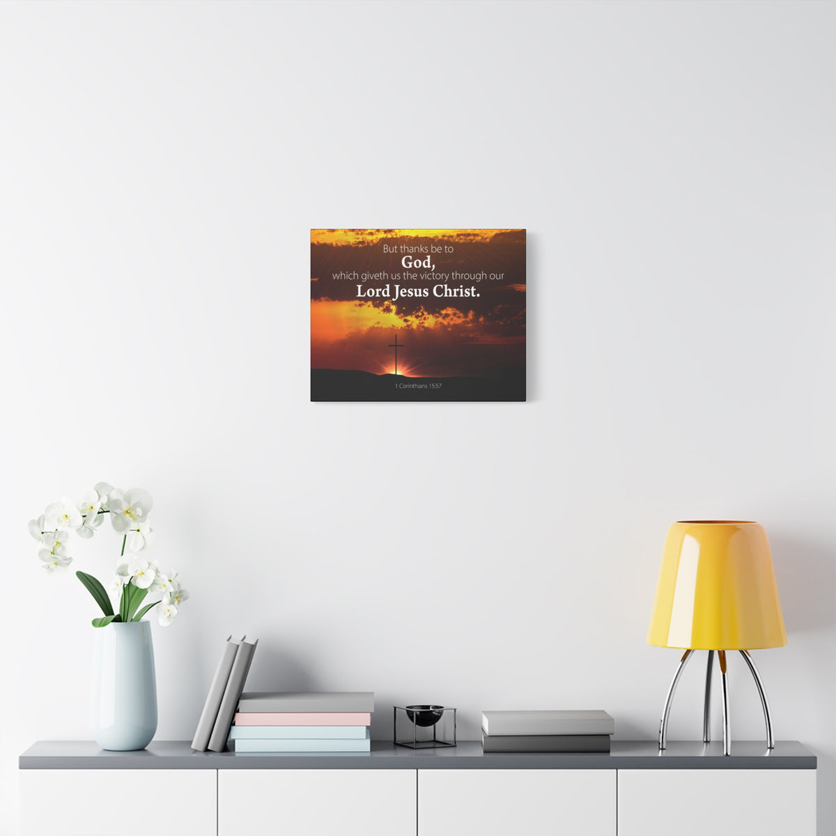 Scripture Canvas Thanks Be to God 1 Corinthians 15:57 Christian Wall Art Bible Verse Print Ready to Hang