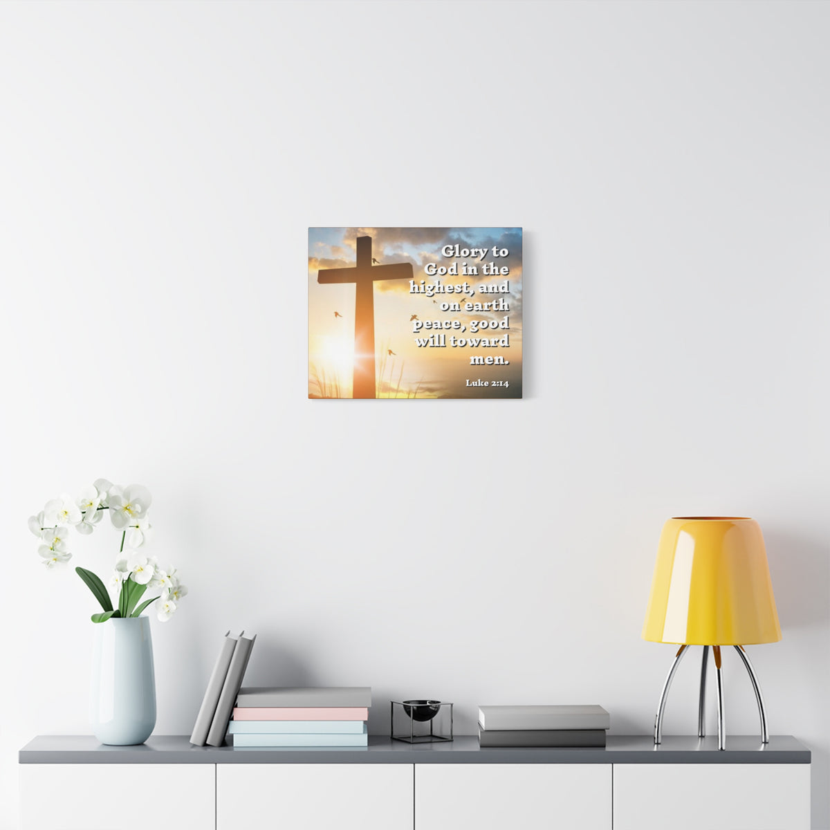 Scripture Canvas Glory To God Luke 2:14 Christian Wall Art Bible Verse Print Ready to Hang