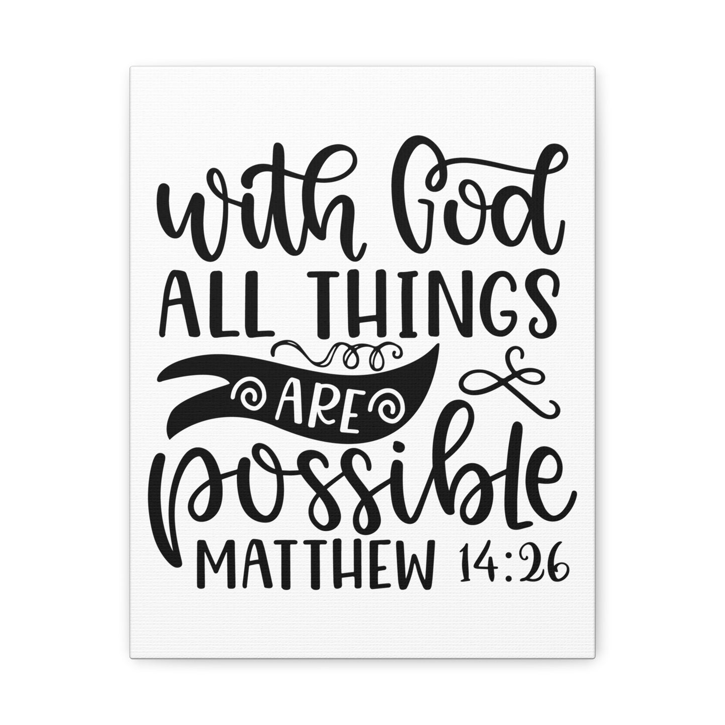 With God Matthew 14:26 Bible Verse Canvas Christian Wall Art Ready to Hang