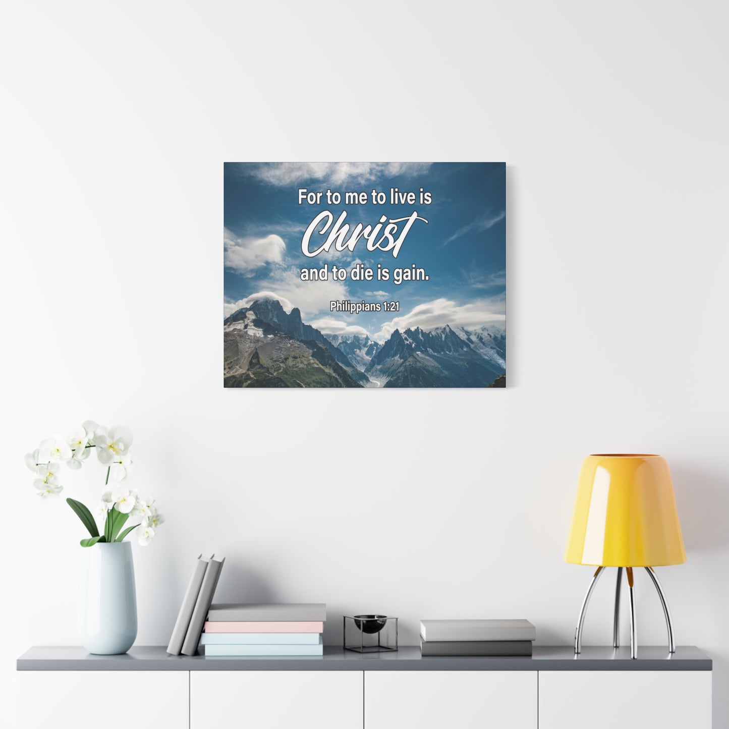 Bible Verse Canvas To Live is Christ Philippians 1:21 Wall Art Christian Home Decor