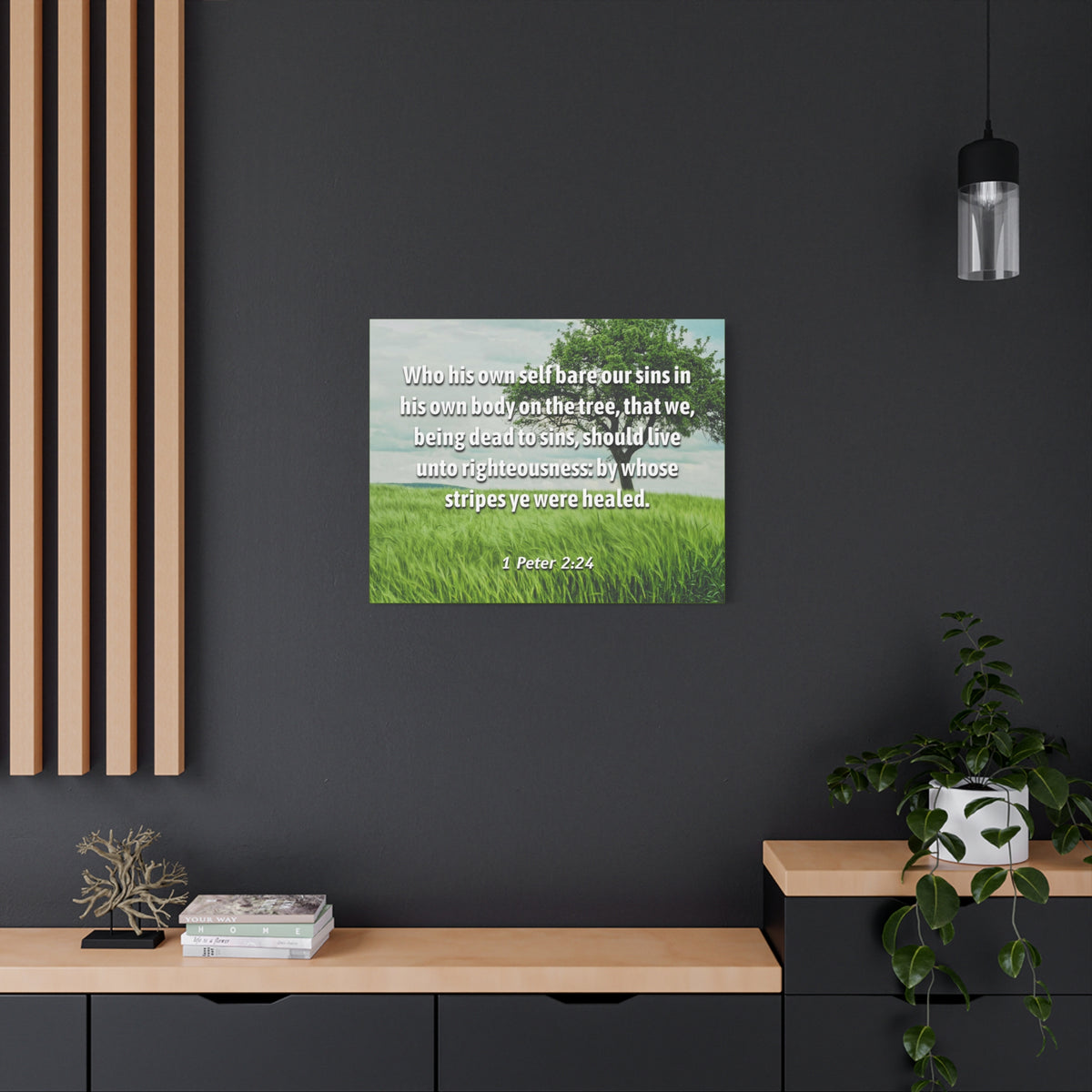Scripture Canvas Live Unto Righteousness 1 Peter 2:24 Christian Wall Art Bible Verse Print Ready to Hang