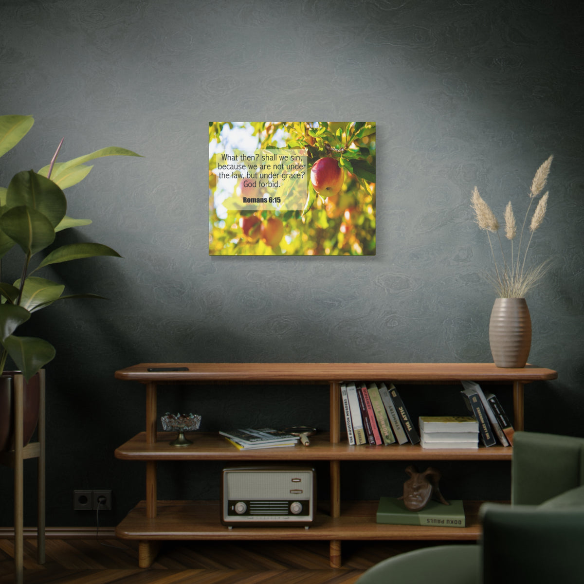 Scripture Canvas God Forbid Romans 6:15 Christian Wall Art Bible Verse Print Ready to Hang