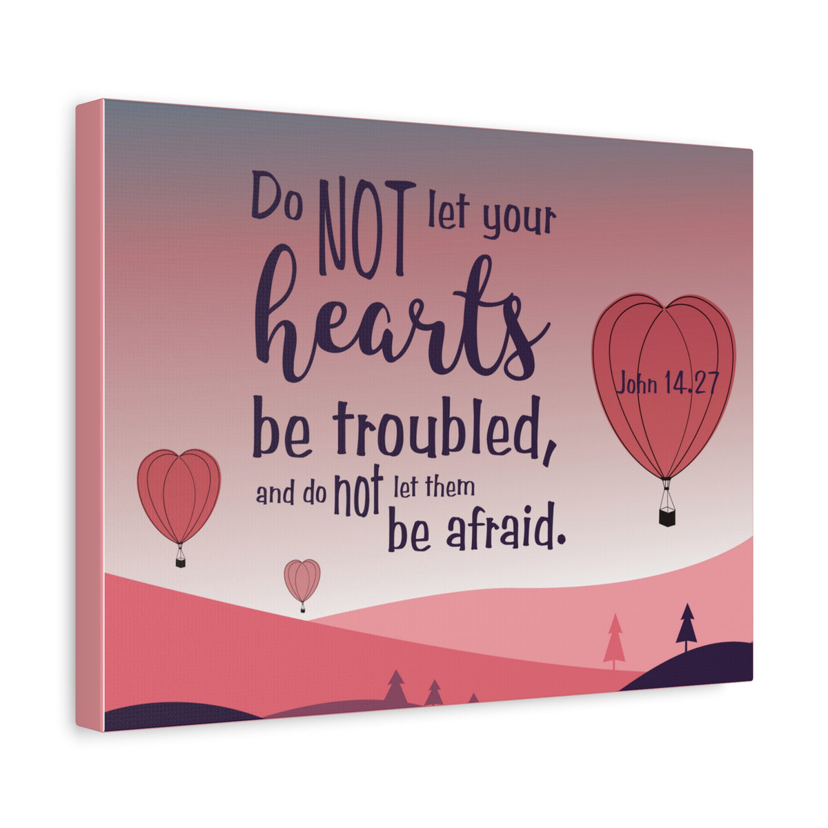 Scripture Canvas Your Hearts Pink John 14:27 Christian Wall Art Bible Verse Print Ready to Hang