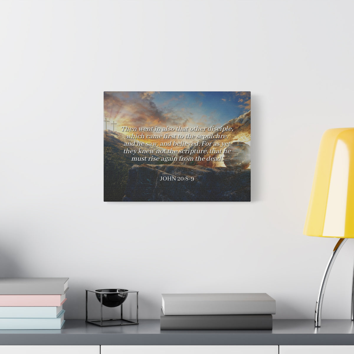 Scripture Canvas Rise Again John 20:8-9 Christian Wall Art Bible Verse Print Ready to Hang
