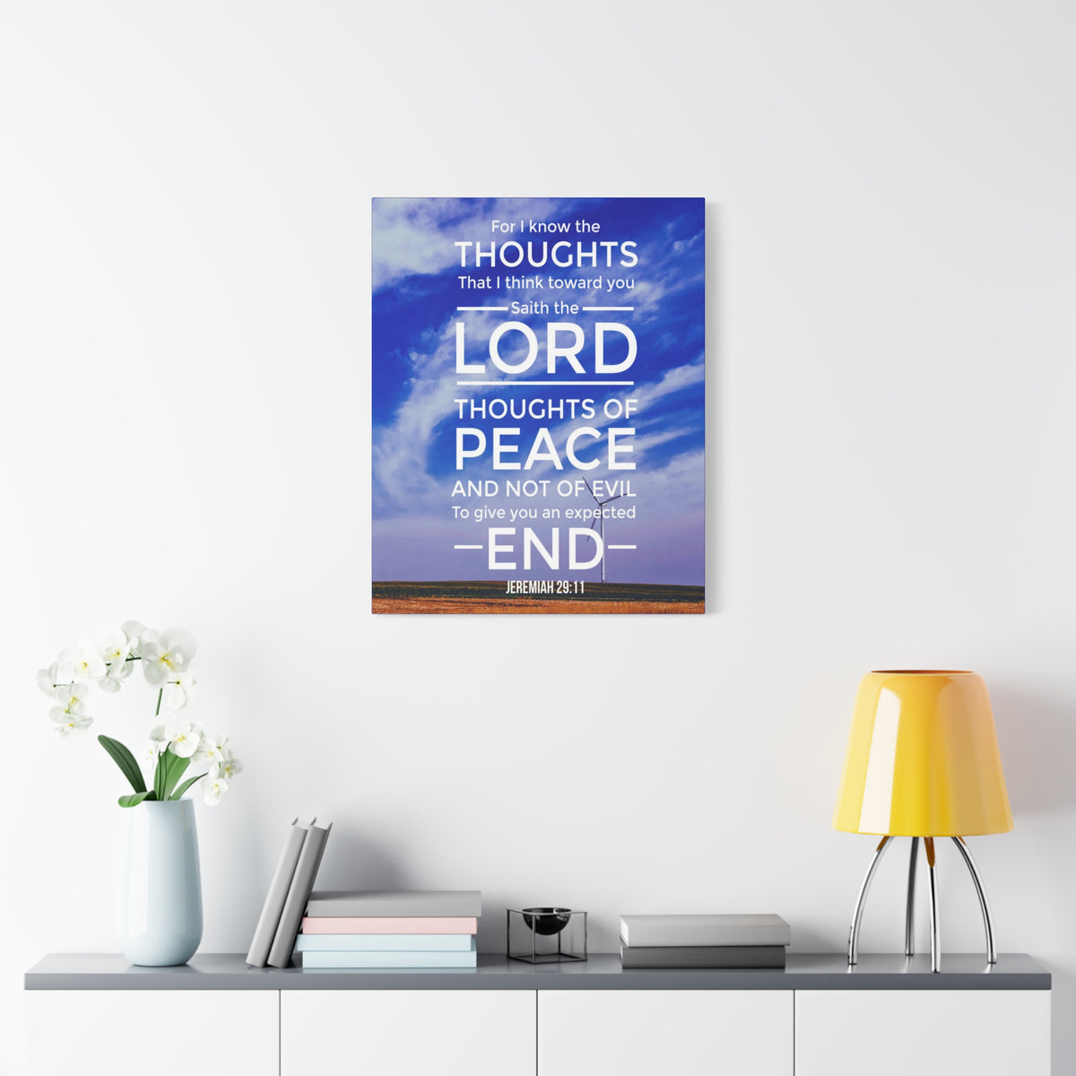 Scripture Canvas Thoughts of Peace Jeremiah 29:11 Christian Wall Art Bible Verse Print Ready to Hang