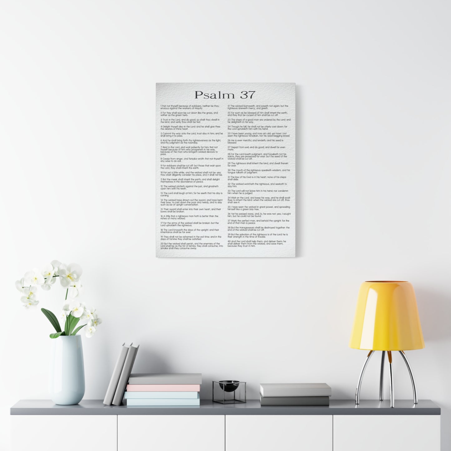 Scripture Canvas Delighting in His Righteousness Psalm 37 Christian Wall Art Bible Verse Print Ready to Hang