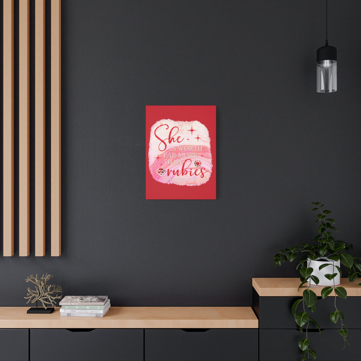 Scripture Walls Rubies Proverbs 31:10 Bible Verse Canvas Christian Wall Art Ready to Hang Unframed