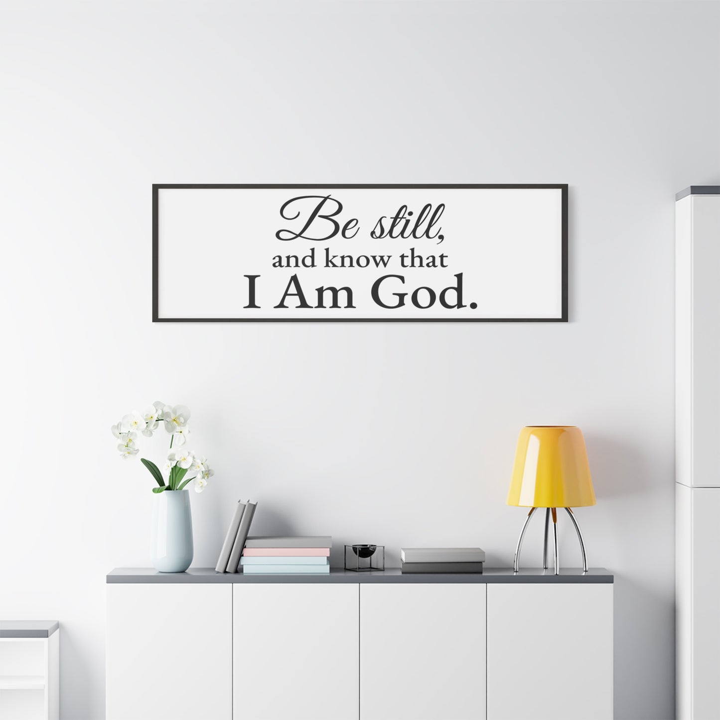 Scripture Walls Be Still Psalm 46:10 White Bible Verse Canvas Christian Wall Art Ready to Hang Unframed