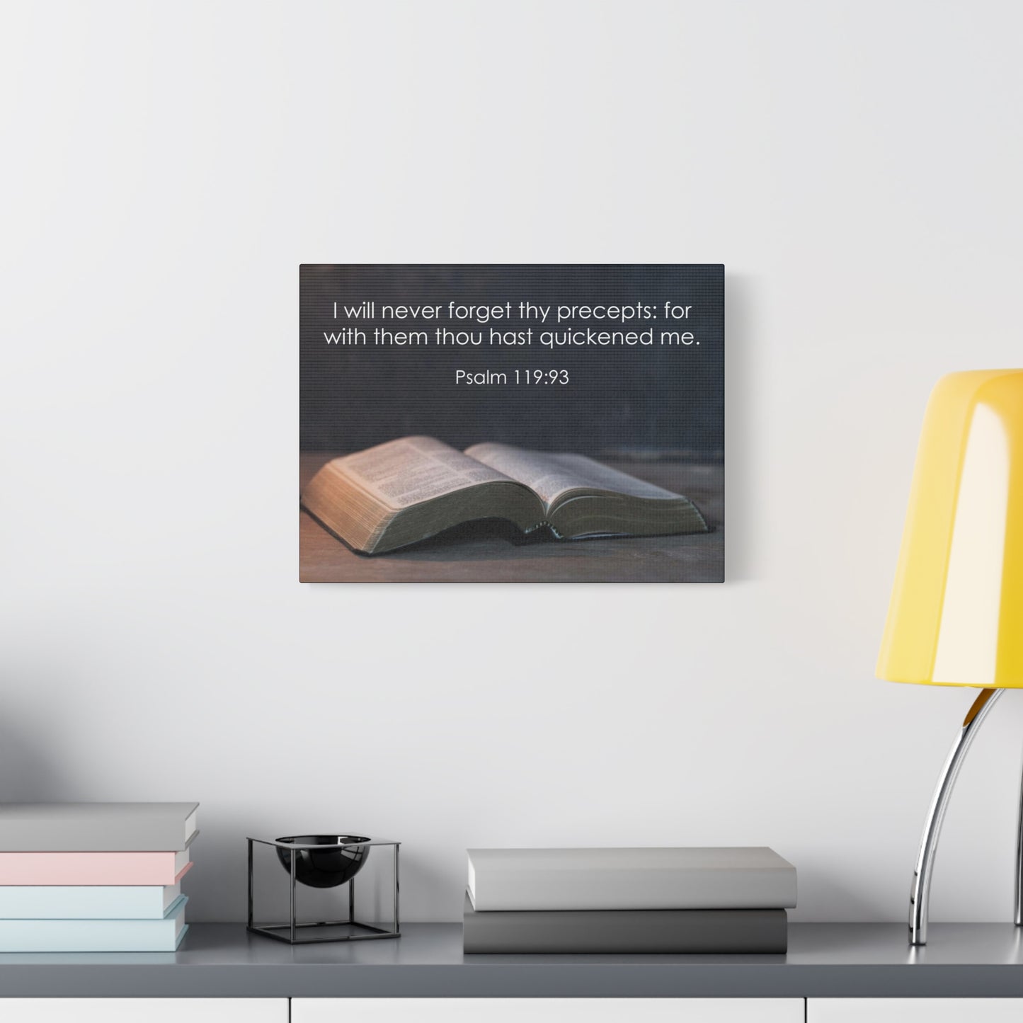 Bible Verse Canvas Never Forget Thy Precepts Psalm 119:93 Christian Home Décor Wall Art Scripture Ready to Hang Faith Print