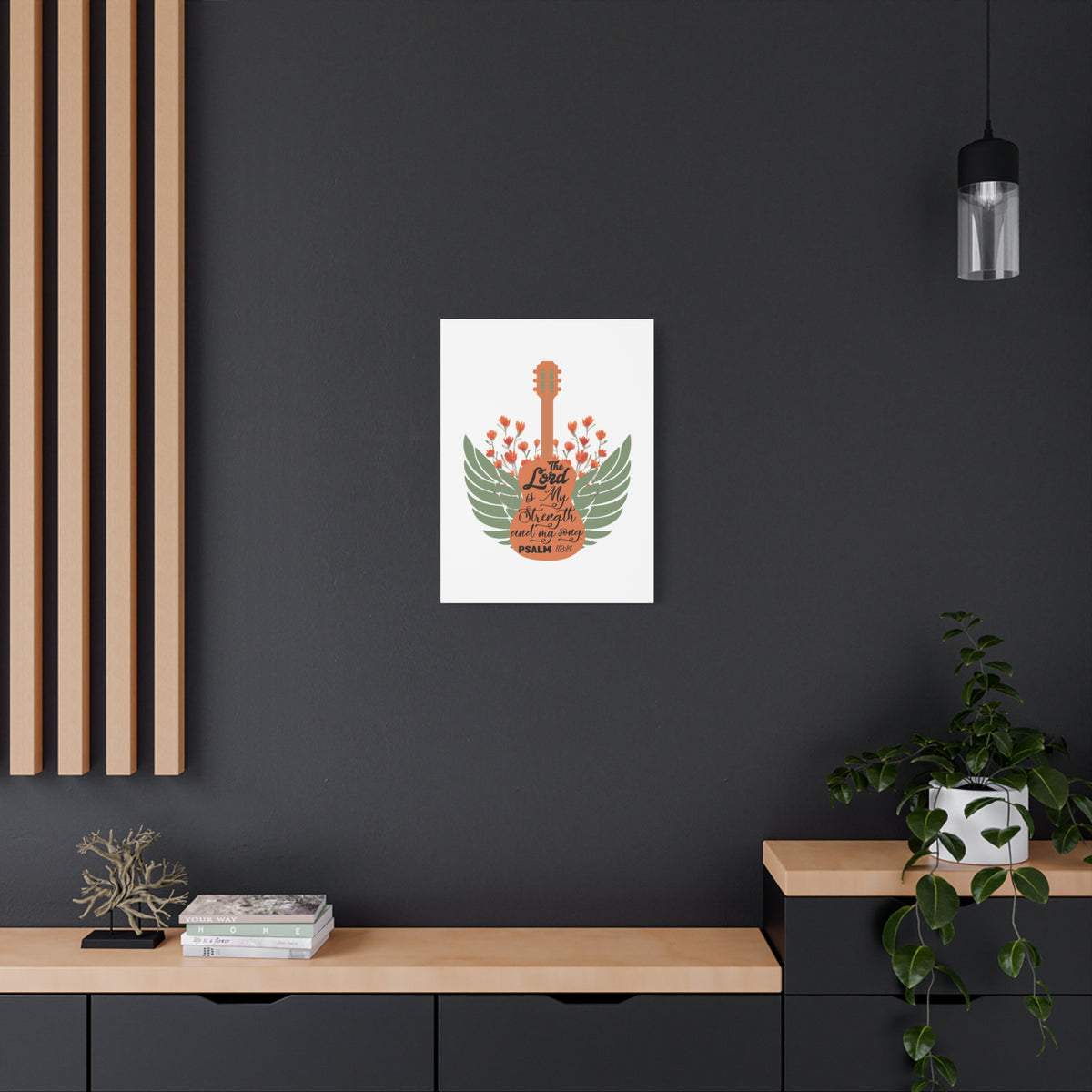 Scripture Canvas Strength And My Song Psalm 118:14 Christian Wall Art Bible Verse Print Ready to Hang