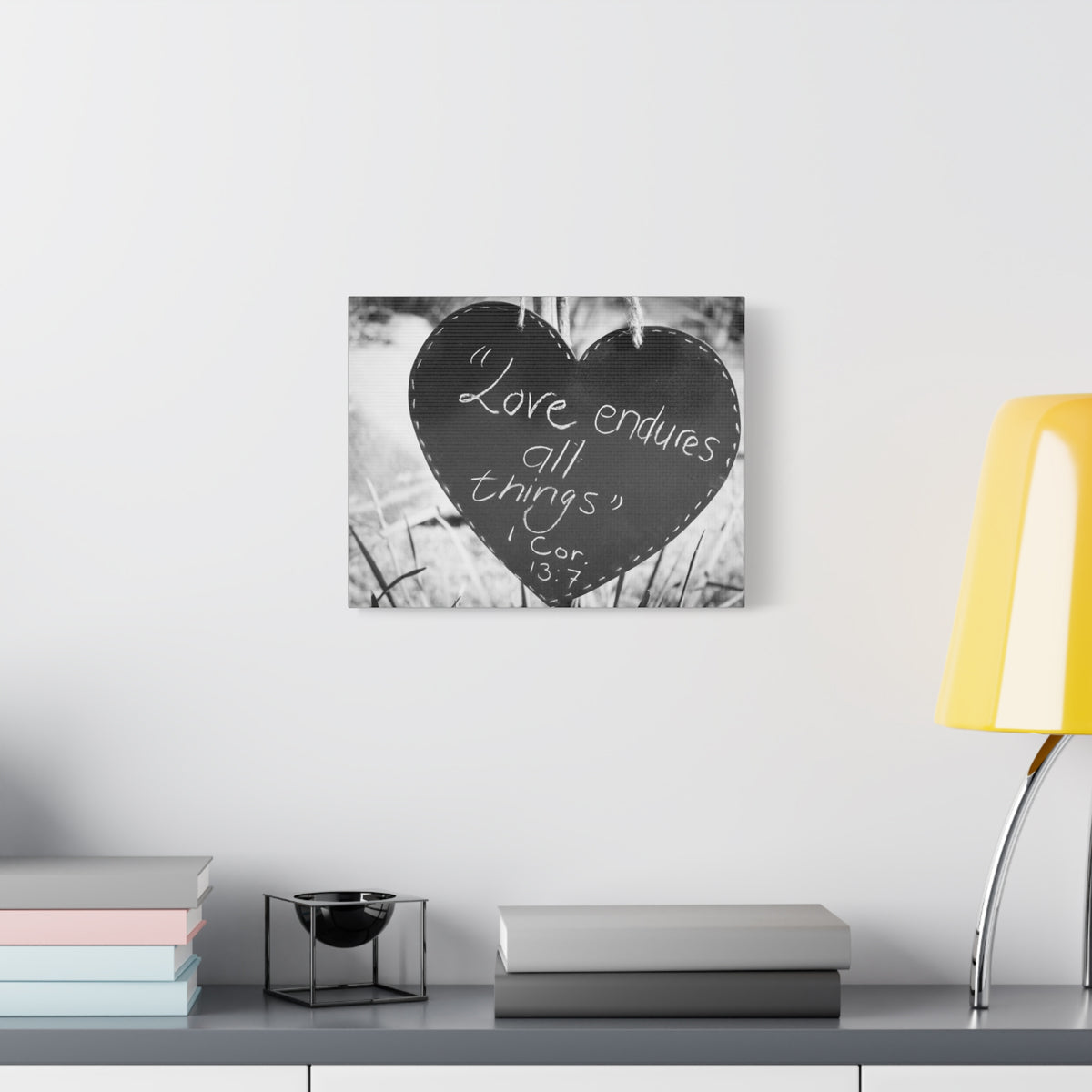 Scripture Canvas Love Endures 1 Cor 13:7 Christian Wall Art Bible Verse Print Ready to Hang