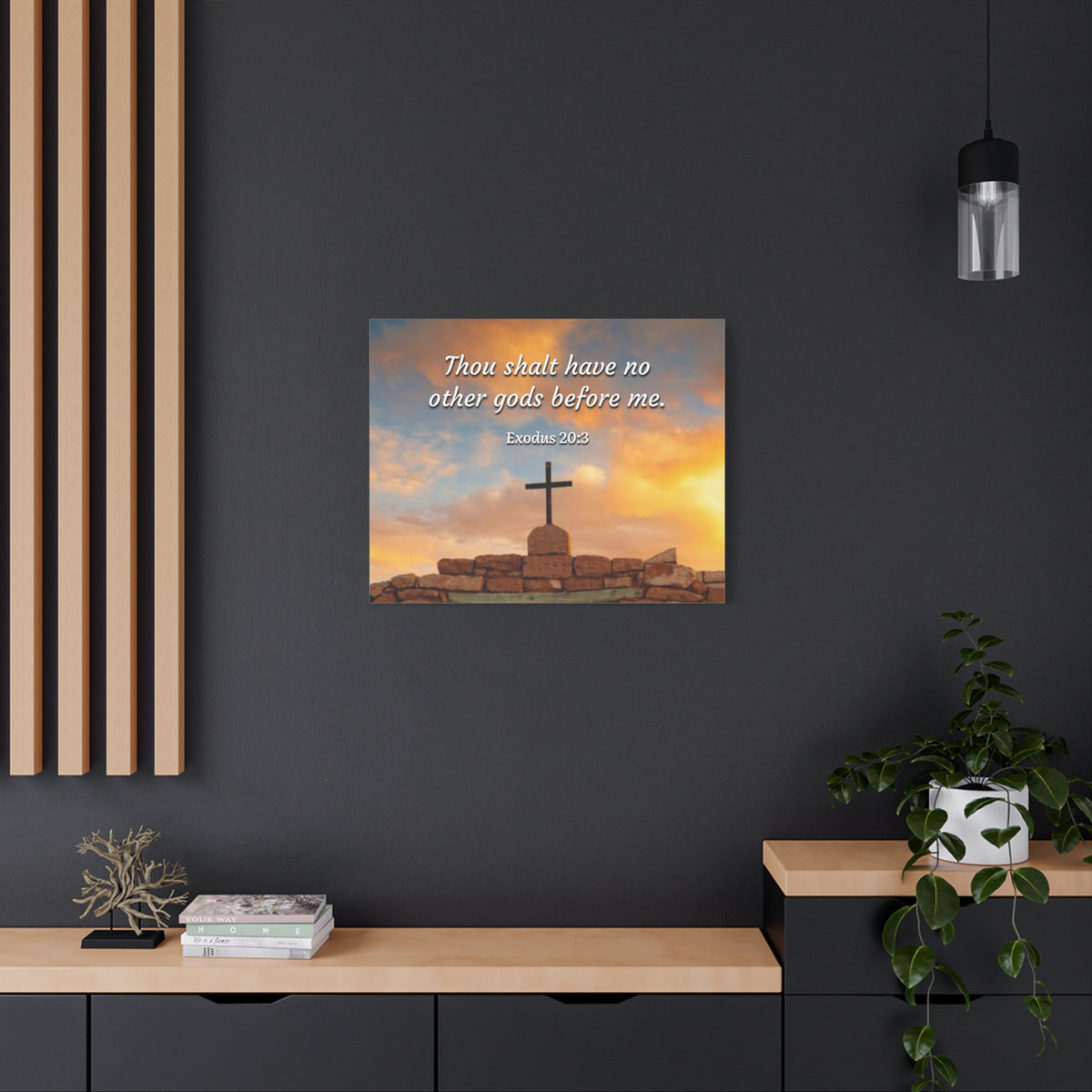 Scripture Canvas No Other Gods Exodus 20:3 Christian Wall Art Bible Verse Print Ready to Hang