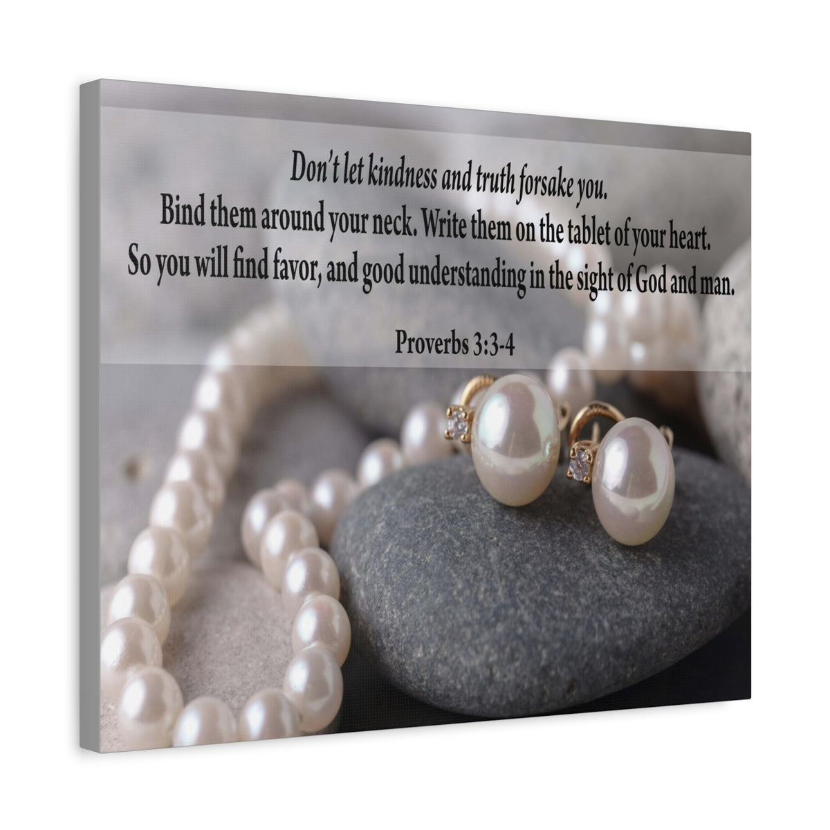 Scripture Canvas Kindness and Truth Proverbs 3:3-4 Christian Wall Art Bible Verse Print Ready to Hang