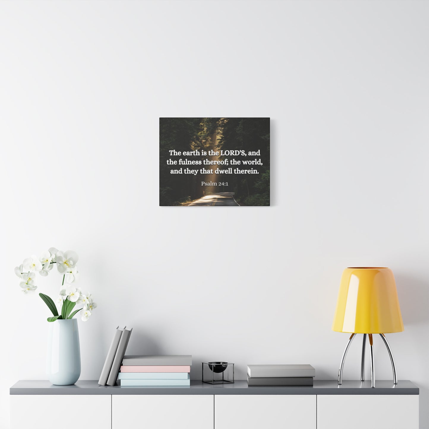 Scripture Canvas The World Psalm 24:1 Christian Wall Art Bible Verse Print Ready to Hang