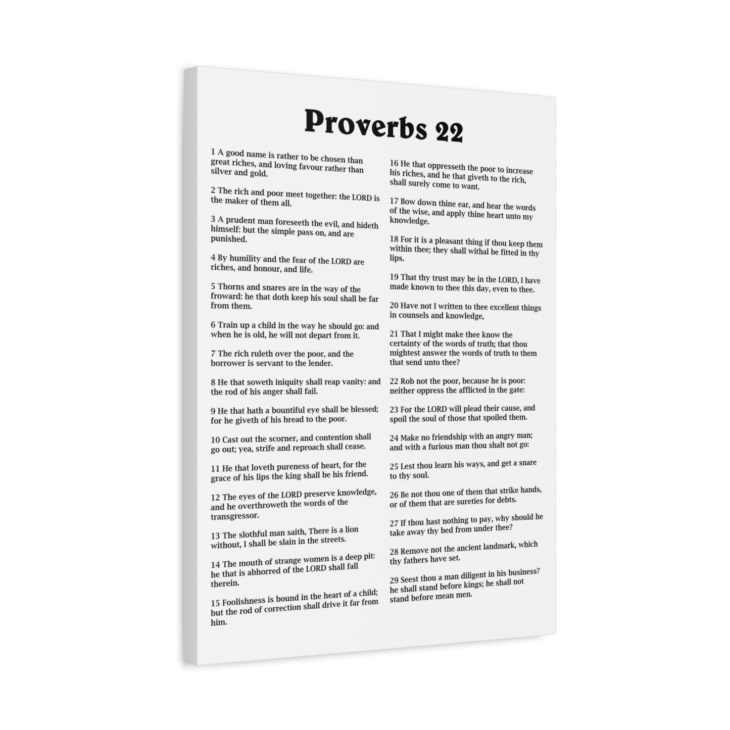 Scripture Walls Proverbs Chapter 22 White Bible Canvas Christian Wall Art Ready to Hang Unframed