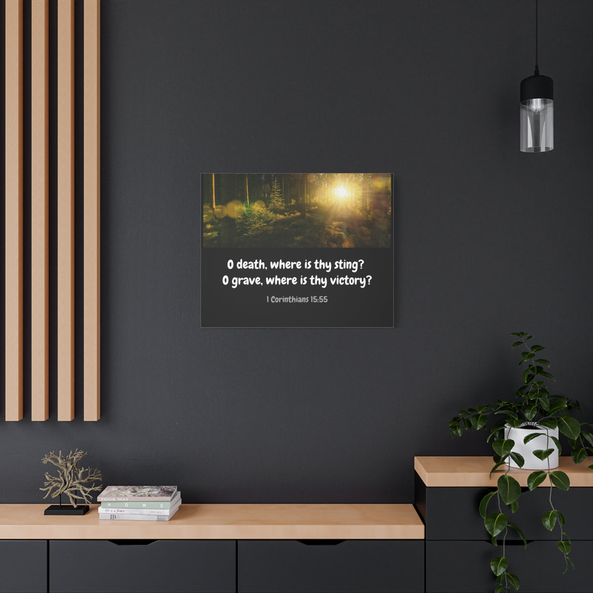 Scripture Canvas Victory Over Death 1 Corinthians 15:55 Christian Wall Art Bible Verse Print Ready to Hang