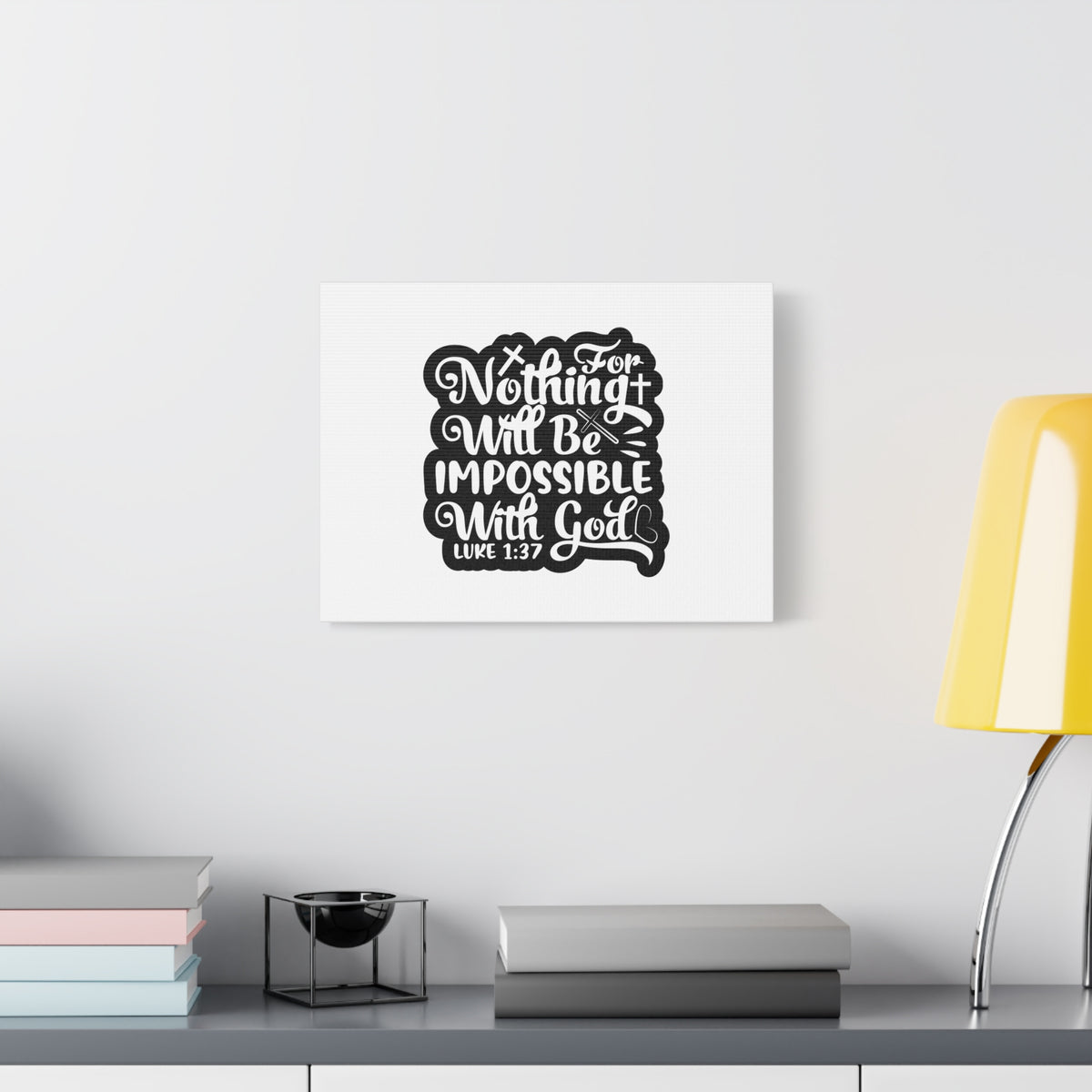 Scripture Canvas With God Luke 1:37 Christian Wall Art Bible Verse Print Ready to Hang
