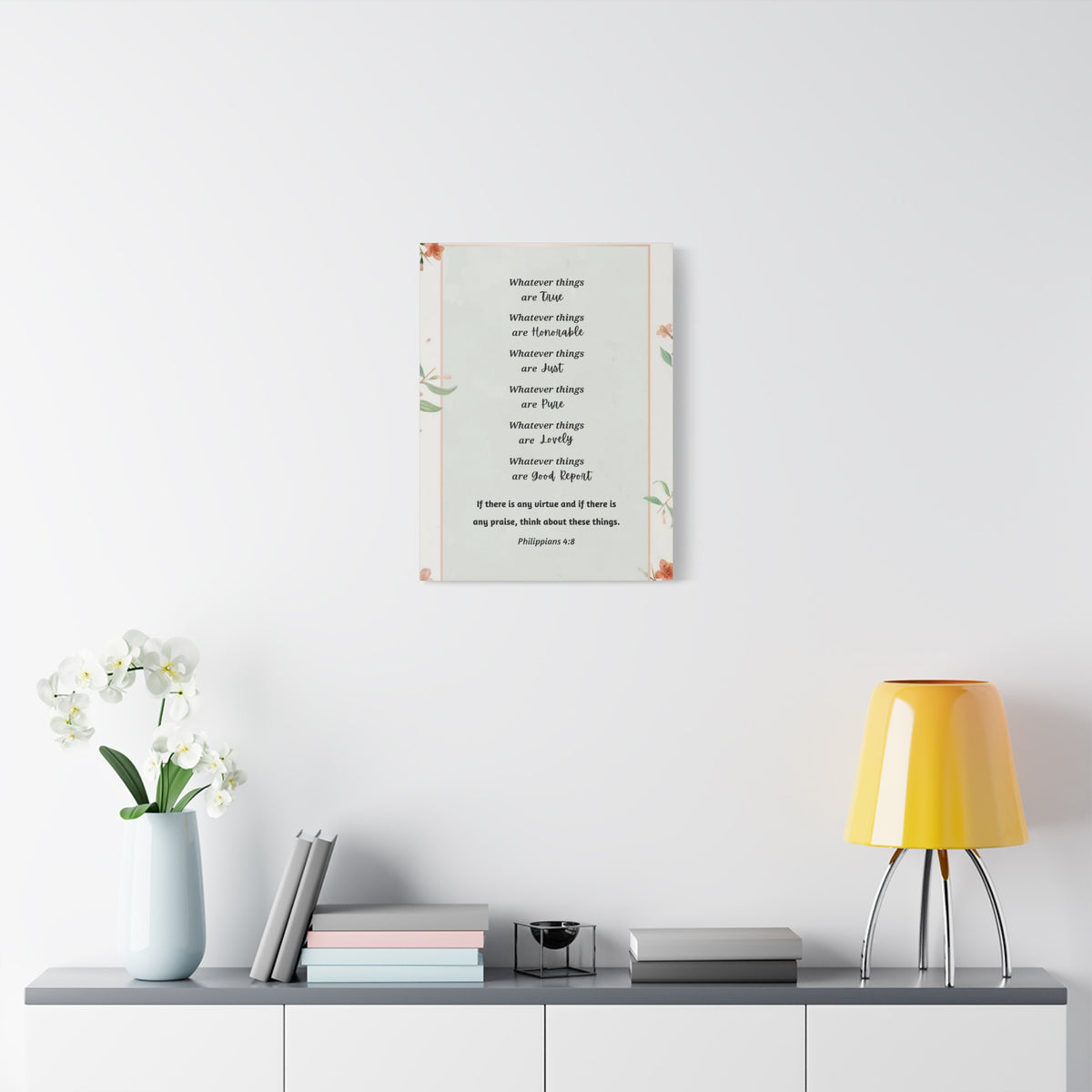 Scripture Canvas Whatsoever Things Are Philippians 4:8 Christian Wall Art Bible Verse Print Ready to Hang